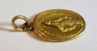 14K Yellow Gold Virgin Mary Miraculous Medal Charm Pendant 5/8” x 3/8” 0.  7G 4