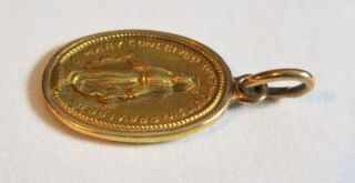 14K Yellow Gold Virgin Mary Miraculous Medal Charm Pendant 5/8” x 3/8” 0.  7G 5