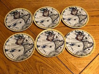 6 Vintage Nuovo Contini Nie Nel Porcelain Map Plates Marked Japan Italy?