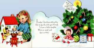 Marjorie Cooper Kid Girl Baby Doll House Tea Party VTG Christmas Greeting Card 2