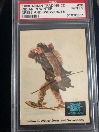 1959 Fleer Indian Trading Card 28 Indian In Winter Psa 9