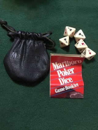 Vintage Marlboro Poker Dice Leather Pouch Game Night Drinking Games Embossed