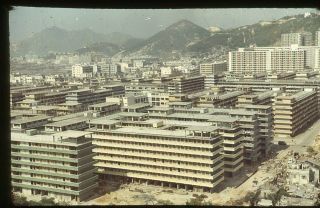 Commercial Color Slide Photo,  View Of Kowloon Resettlement Area Hong Kong 1960 