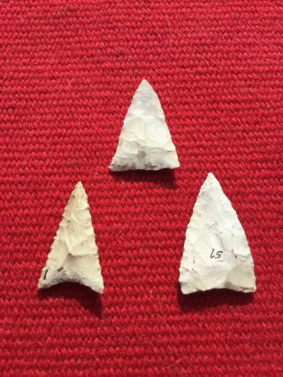 Indian Artifacts / 3 Fine Ohio Ft Ancient Triangles / Authentic Arrowheads