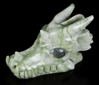 5.  3 " Picasso Jasper Carved Crystal Dragon Skull,  Labradorite Eye,  Crystal Healing