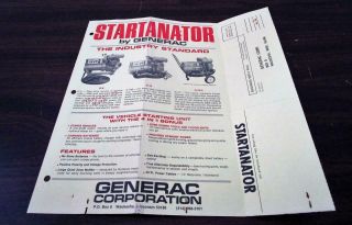 Vintage 1971 Generac Startanator Automotive Dealer Advertising Brochure B1