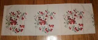 Vintage Mid - Century Modern Cherry Tablecloth Cherries Mcm 1950 