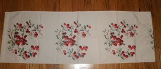 Vintage Mid - Century modern cherry Tablecloth cherries mcm 1950 ' s kitchen runner 2