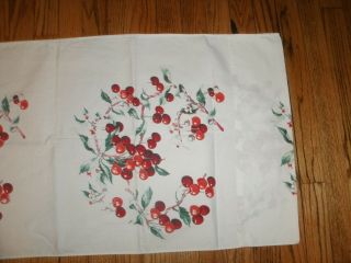 Vintage Mid - Century modern cherry Tablecloth cherries mcm 1950 ' s kitchen runner 6
