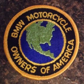 Bmw Motorcycle Owners Of America Patch Round 3 " Vtg Black Gold Green Blue