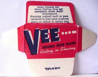 Vintage Rare Vee De Safety Razor Blade