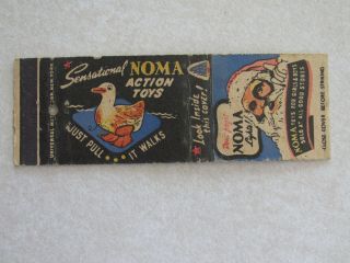 H441 Matchbook Cover Vintage Noma Action Toys Santa York Ny