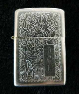Vintage Zippo Lighter Silver With Engraved Design