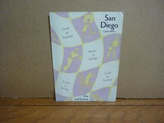 1930s San Diego,  Ca Travel Brochure.  5.  5 X 8 Folded.  Vg.