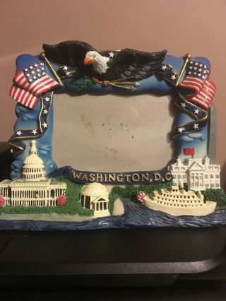 Washington Dc Detailed Souvenir Photo Frame Eagle Capitol Flag 3.  5 X 5 " Picture