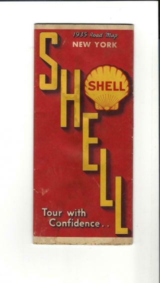 Vintage 1935 Shell Gasoline Road Map,  York