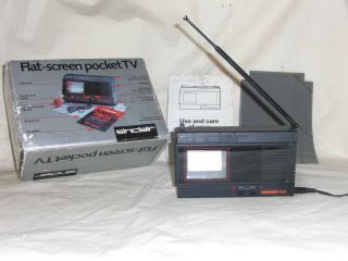 Scarce,  Boxed,  Sinclair " Flat - Screen " Pocket - Tv,  57mm Crt - Tv,  1980s,  (analog)