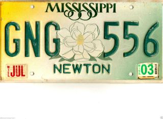 2003 Mississippi Gng 556 Newton County License Plate Tag