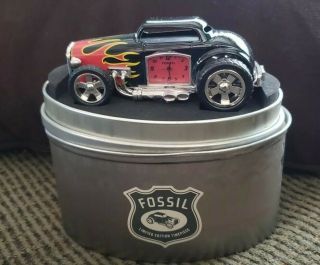 Fossil Limited Edition Flame Hotrod Dragster Timepiece Miniature Car Desk Clock