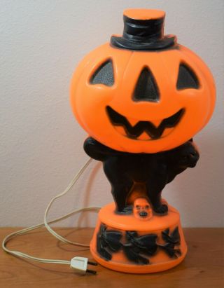 Jack - O - Lantern Vintage Empire Blow Mold Black Cat Witches Skull Halloween 14 "