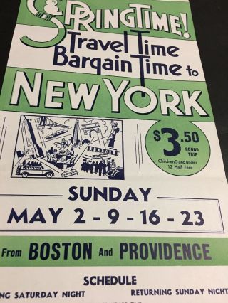 1937 Haven Railroad Train Spring In York Boston Providence Schedule Sign