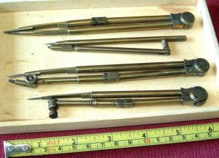 Antique Victorian Engineers Architect Drawing Instruments Compasses Dividers