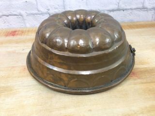 Large Antique Copper Bundt Cake Pan Jello Gelatin Mold Victorian 3