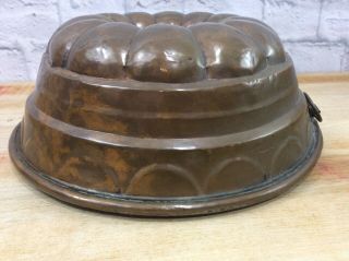 Large Antique Copper Bundt Cake Pan Jello Gelatin Mold Victorian 4