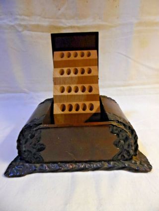 Vintage Carved Wood Cigarette Box Holds 20 (B12) 5