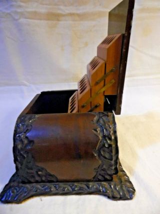 Vintage Carved Wood Cigarette Box Holds 20 (B12) 6