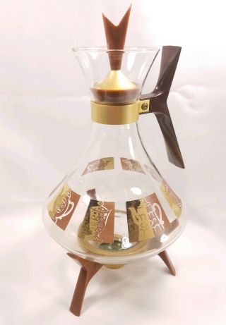 Vintage Inland Glass Coffee Carafe Warming Stand Atomic Retro Mid Century Modern