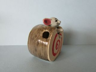 FAB RARE VINTAGE c1960s RETRO MOUSE IN A SWISS ROLL CAKE ORNAMENT 2
