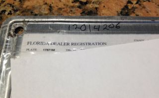 Florida DEALER License Plate tag MOTORCYCLE w/registration FL manufacturer 2