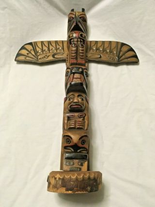 British Columbia Pacific Northwest Hand Carved Wood Totem Pole Native Hudson Bay