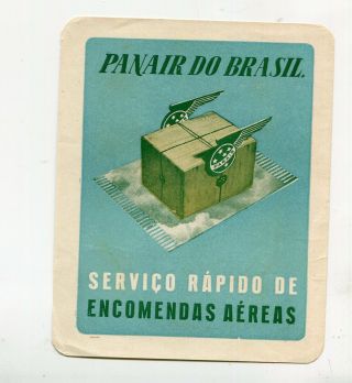 Vintage Airline Luggage Label Panair Do Brasil Pan Am Servico Rapido De Encomend