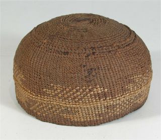 1890s Native American Yurok Karok Indian Childs Basket Hat Headdress Hupa Hoopa