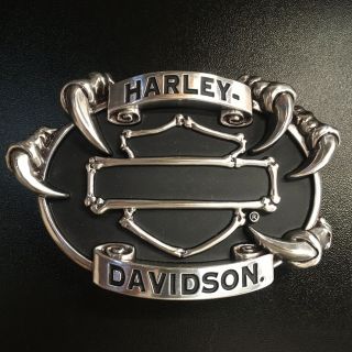 Harley - Davidson®️ Men’s Belt Buckle - Claw’s Over Bones,  Bar And Shield Center