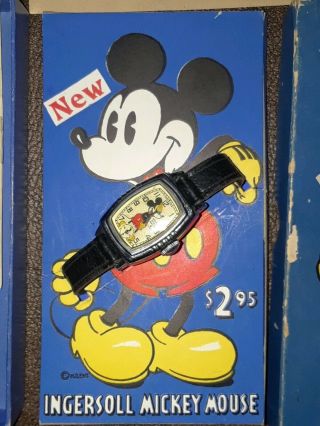 Ingersoll Mickey Mouse Disney Wrist Watch & Box 1938 - 1939 Style Notched Bezel