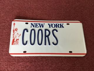 York License Plate Ny Personalized Vanity Coors Beer Bar Pub Restaurant