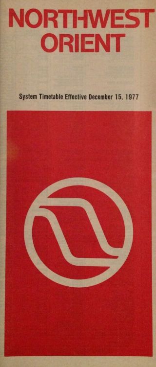 Northwest Orient Airlines Timetable December 15,  1977