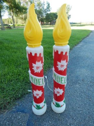 Vintage Noel Candles Blow Molds Pair 40 " Christmas Holiday Indoor Outdoor Lights