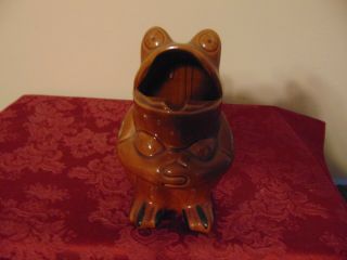 Vintage Glazed Ceramic Frog Ashtray 6 Inches Tall - Made In Japan