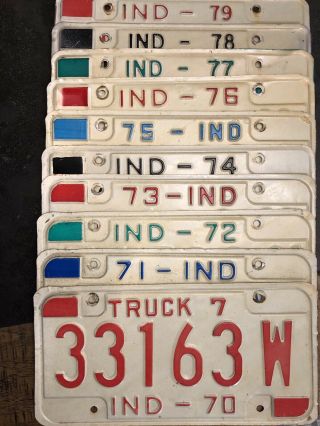 Vintage 1970 - 1979 Indiana Truck License Plates Complete 1970 