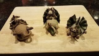 3 Sweet Dragon Figures,  Figurine,  Pottery.