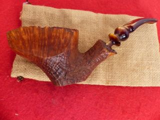 Bjarne Handmade In Denmark Estate Unusual Hand Carved Smoking Tobacco Pipe