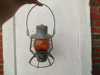 Antique N.  Y.  Cons.  Rr Lantern Orange Amber Globe Consolidated