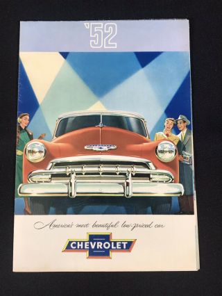 Vtg 1952 Chevrolet Car Dealer Sales Brochure Fold Out Poster