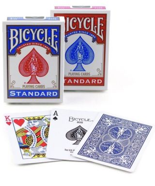 - Pack Of 12 Decks Bicycle Rider Standard Poker Playing Cards Red & Blue