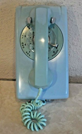 Bell System Western Electric Model 554 Blue Wall Telephone With Rotary Dial 1974