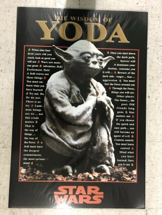 Star Wars - The Wisdom Of Yoda Poster - 24 " X 36 " Rare - 1997 Vintage Yoda Esb